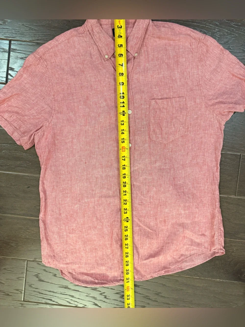 J Crew Men’s Short Sleeve Linen Button Down Shirt Red Size L